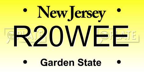R20WEE New Jersey License Plate