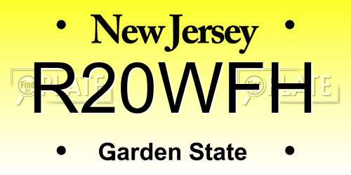R20WFH New Jersey License Plate