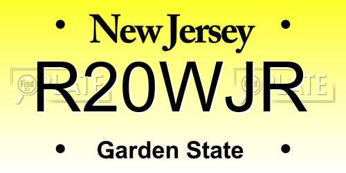 R20WJR New Jersey License Plate