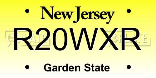 R20WXR New Jersey License Plate