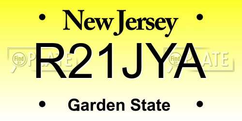R21JYA New Jersey License Plate