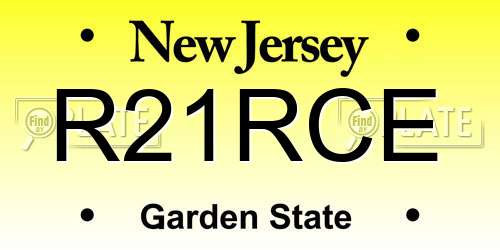 R21RCE New Jersey License Plate