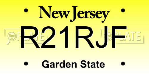 R21RJF New Jersey License Plate