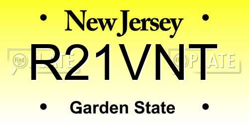 R21VNT New Jersey License Plate