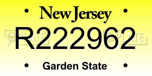 R222962 New Jersey License Plate