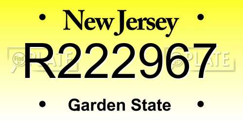 R222967 New Jersey License Plate
