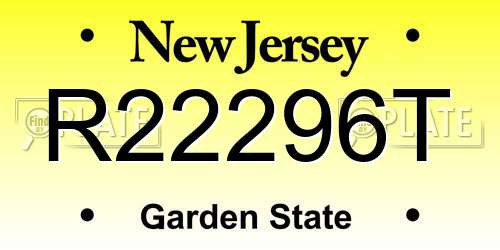 R22296T New Jersey License Plate