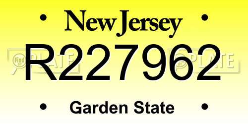 R227962 New Jersey License Plate