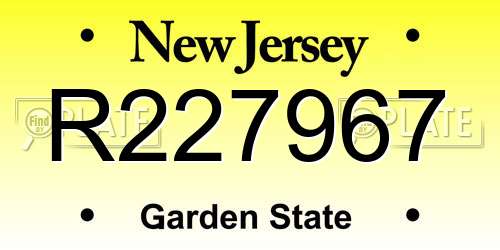 R227967 New Jersey License Plate