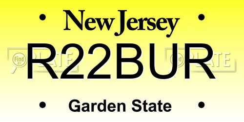 R22BUR New Jersey License Plate
