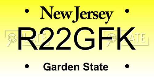 R22GFK New Jersey License Plate