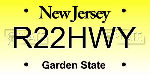 R22HWY New Jersey License Plate