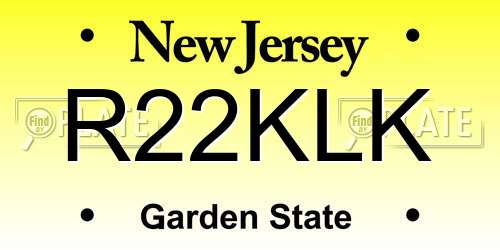 R22KLK New Jersey License Plate