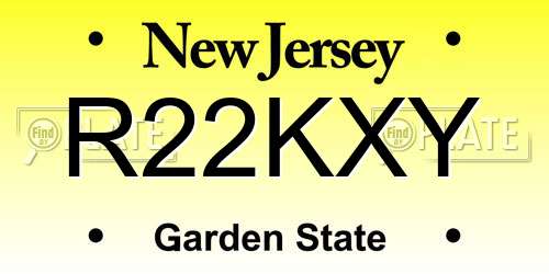 R22KXY New Jersey License Plate