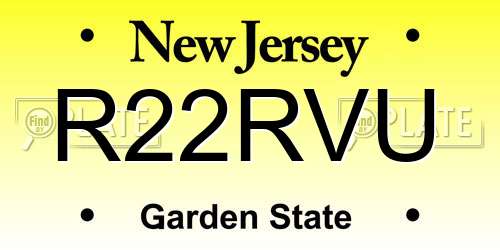 R22RVU New Jersey License Plate