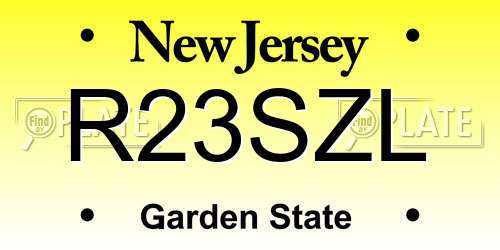 R23SZL New Jersey License Plate
