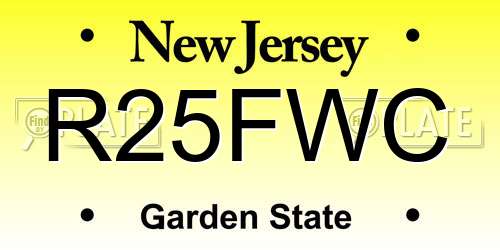 R25FWC New Jersey License Plate