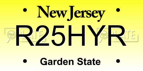 R25HYR New Jersey License Plate