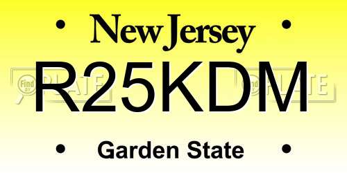 R25KDM New Jersey License Plate