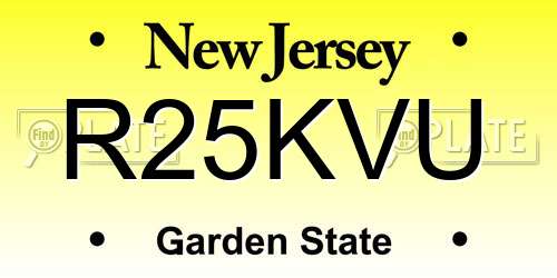 R25KVU New Jersey License Plate