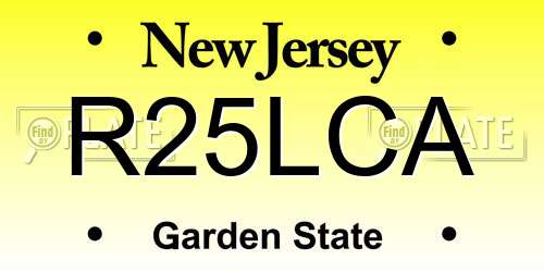 R25LCA New Jersey License Plate