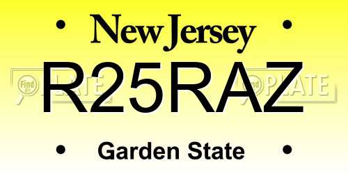R25RAZ New Jersey License Plate