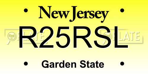 R25RSL New Jersey License Plate