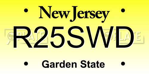 R25SWD New Jersey License Plate