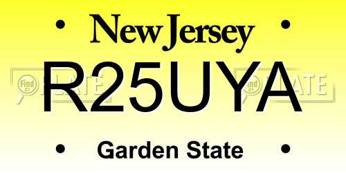 R25UYA New Jersey License Plate