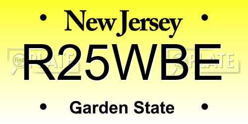R25WBE New Jersey License Plate
