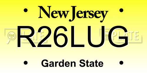R26LUG New Jersey License Plate