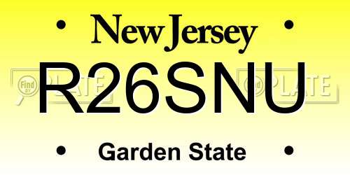 R26SNU New Jersey License Plate