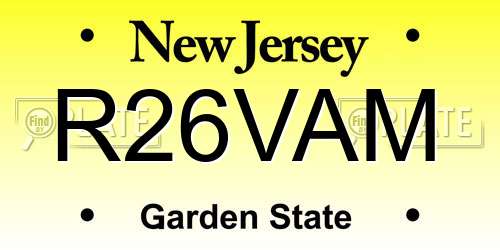 R26VAM New Jersey License Plate