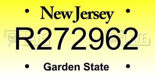 R272962 New Jersey License Plate