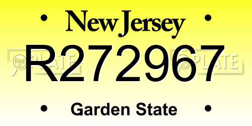 R272967 New Jersey License Plate
