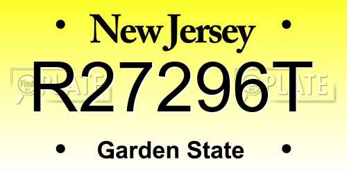 R27296T New Jersey License Plate