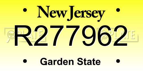 R277962 New Jersey License Plate