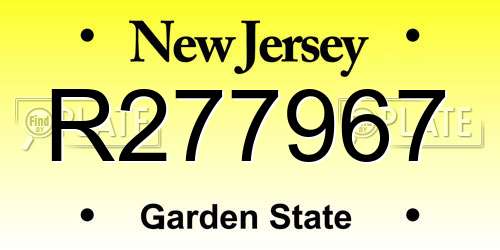 R277967 New Jersey License Plate
