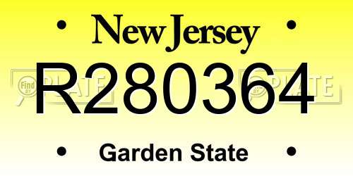 R280364 New Jersey License Plate