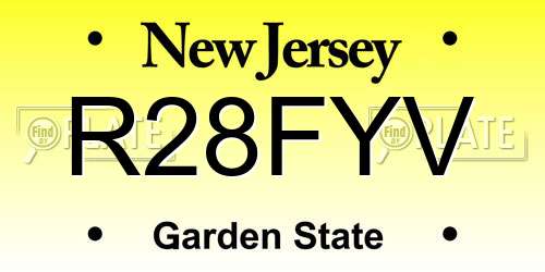 R28FYV New Jersey License Plate