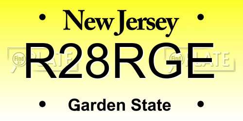 R28RGE New Jersey License Plate