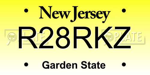 R28RKZ New Jersey License Plate