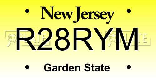 R28RYM New Jersey License Plate