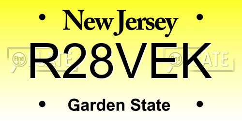 R28VEK New Jersey License Plate