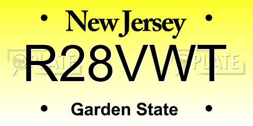 R28VWT New Jersey License Plate