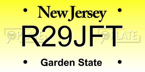 R29JFT New Jersey License Plate