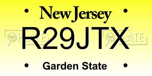 R29JTX New Jersey License Plate