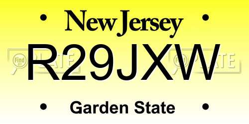 R29JXW New Jersey License Plate