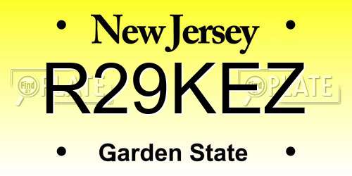 R29KEZ New Jersey License Plate
