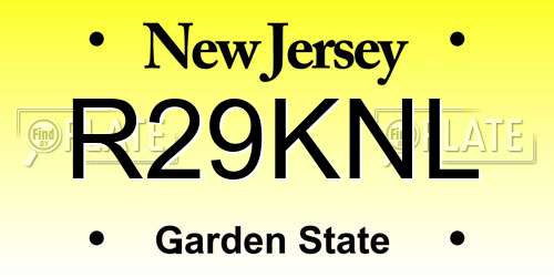 R29KNL New Jersey License Plate